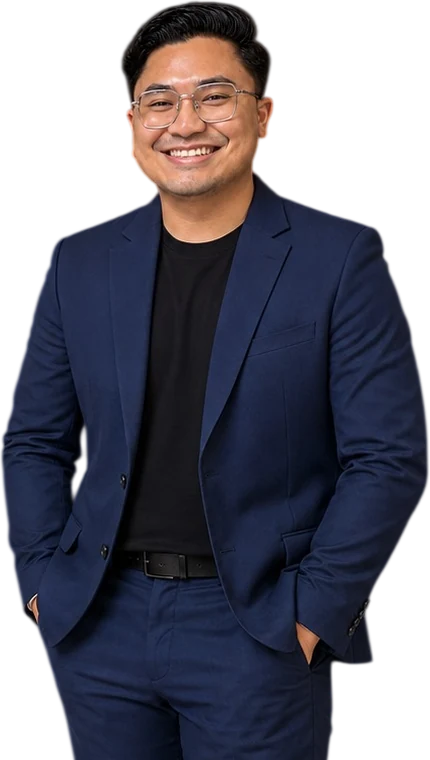 Ahnaf Thaqeef, smiling in a navy suit